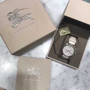 Burberry white leather watch